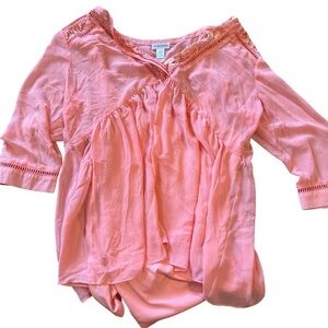 Light Pink women’s maternity' Boho Peasant Top - Soft Tunic